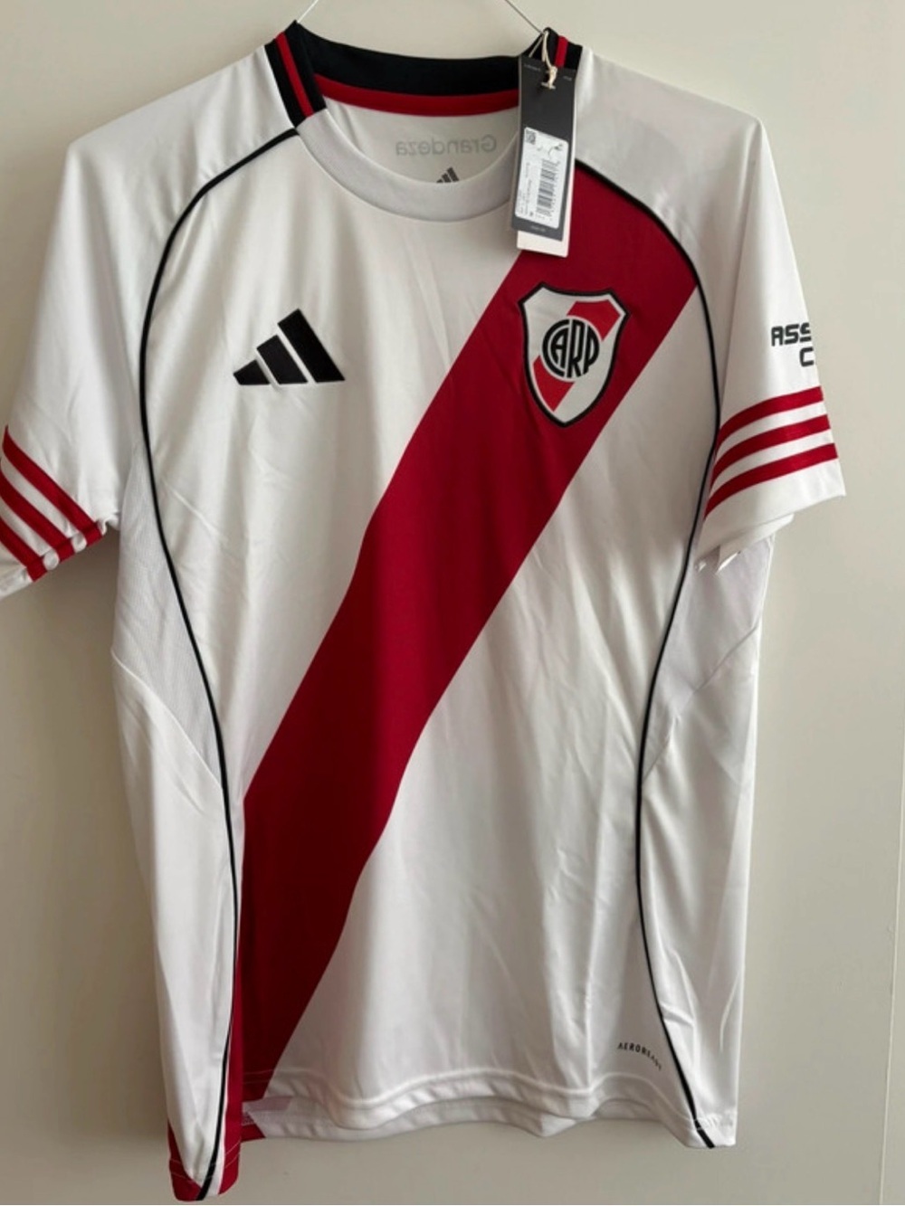 adidas White & Red River Plate Soccer Jersey with Club Crest